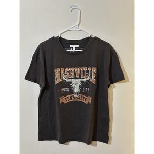 Maurices Women's Short Sleeve Top Nashville Graphic Tee Size S NWT Gray